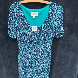 Blue multi print dress
